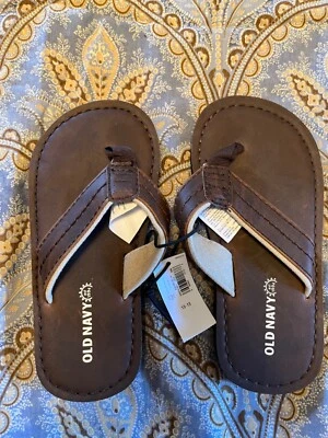 Chanclas antiguas de cuero sintético azul marino talla 12-13 nuevas con etiquetas Foto 1 de 2