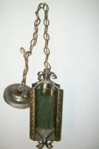 MID CENTURY FILIGREE METAL SMOKEY GLASS HANDING PENDANT LIGHT REGENCY Cover