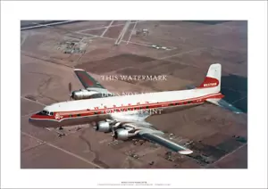 Western Airlines Douglas DC-6B A2 Art Print – Aerial 1950s – 59 x 42 cm Poster - Bild 1 von 4