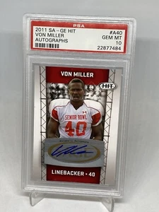2011 Sage Hit Auto AUTOGRAPH VON MILLER RC #A40  ROOKIE PSA 10 GEM MT POP 8 - Picture 1 of 4