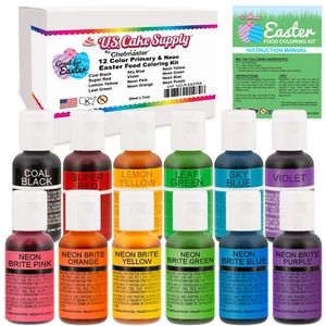Kit 12 decorazioni per colorare uova di Pasqua al neon e primarie - 0,75 fl. Oz. (20 ml) - Foto 1 di 5