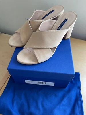 Stuart Weitzman Galene Adobe Suede Crossover Slide Sandals Size 8 - Image 1 of 4