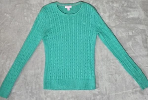 LILLY PULITZER Cable Knit Sweater Size Small Aqua Round Neck Long Sleeves - Picture 1 of 10