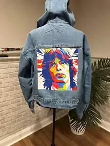 Rolling Stones Mick Jagger Hooded Distressed Jean Jacket (L) - Picture 1 of 5