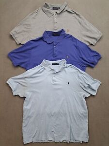 Lot of 3 Polo Ralph Lauren Polo Shirts Mens 2XLT Solid Golf Short Sleeve