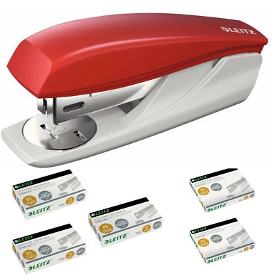 Leitz Heftgerät Hefter 5501 New NeXXt Metall, 25 Blatt + 5.000 Heftklammern, rot