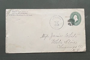 1898 AURORA SOUTH DAKOTA FANCY CANCEL! +WHITE STORE NY DPO (CHENANGO 1822-1894)! - Picture 1 of 4