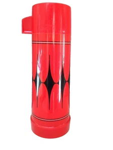 Aladdin's Vanguard Insulated Thermos Bottle Red Black Diamond Design 23C Pint - Foto 1 di 8