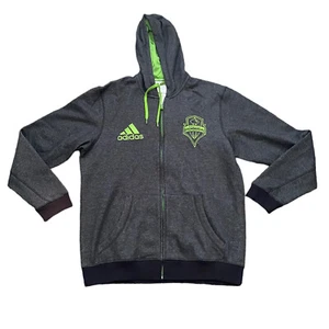 Adidas MLS Seattle Sounders FC Hoodie Sweatshirt size XL Gray Green Full Zip - Picture 1 of 7