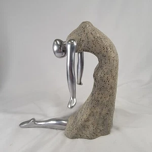 Concrete Plaster Stainless Steel Ballerina Sculpture 9"H Dancer Sculpture HEAVY - Picture 1 of 5