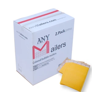 AirnDefense 400 #2 8.5X12" Yellow Poly Bubble Mailers Shipping Padded Envelope - Picture 1 of 12