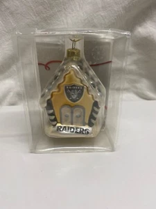 NFL Raiders Gingerbread House Blown Glass Ornament Football Las Vegas - Picture 1 of 5