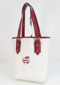 Auth GUCCI White GG PVC Canvas and Red Leather Mini Tote Bag Purse #56796 - Picture 1 of 18