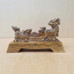 Wood Katana Samurai Sword Holder Stand Bracket Display Rack Dragon Kyrin Carved - Picture 1 of 8
