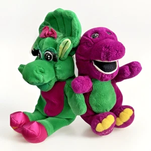 Barney and Baby Bop Lot 1992 Dinosaur Lyons Group Doll Plush Toys  Vintage 90s - Picture 1 of 10