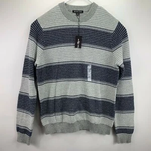Michael Kors Mens Rack Stripe Crewneck Sweater Gray 2XL - Picture 1 of 4