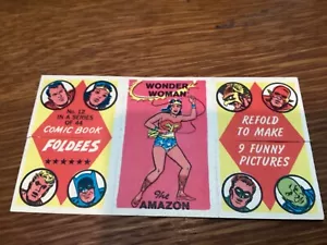 1966 TOPPS FUMETTO FOLDEES #12 WONDER WOMAN THE AMAZON /WANDA/BABE RUTH M2 - Foto 1 di 2