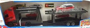 BURAGO 1:43 DIE CAST CAMION BISARCA VOLVO FH 16 + AUTO LAND ROVER 18-31462 - Foto 1 di 3