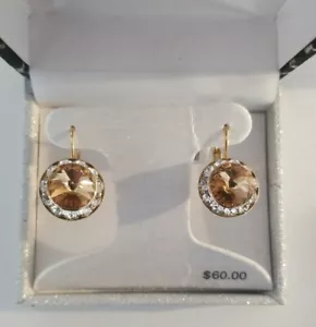 Illuminaire Made with Swarovski Elements Crystal Earrings Gold Plated- NEW $60 - Picture 1 of 6