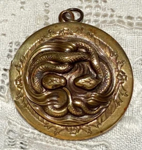 Antique Edwardian Entwined SNAKES Locket Pendant - Picture 1 of 10