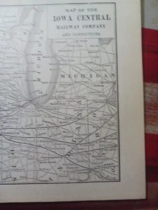 1906 Train Route Map IOWA CENTRAL RAILWAY Storm Lake Story City Geneva Spencer - Picture 1 of 6