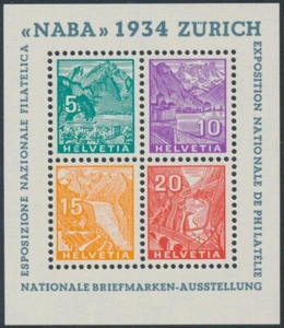 SCHWEIZ - 1934 NABA Briefmarkenausstellung M/S, postfrisch - Mi. # Block 1 ; Scott # 226 - Bild 1 von 3