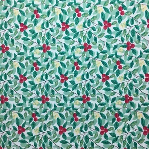 Flower Floral Print Green Red Yellow Sewing Quilting Fabric Toss Cotton 50x50cm - Imagen 1 de 2