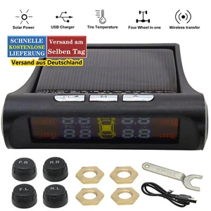 Wireless Solar TPMS LCD Auto Reifendrucküberwachung System + 4 Externe Sensoren - Bild 1 von 12