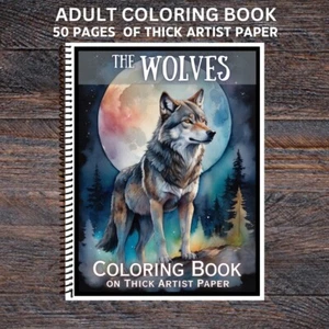 The Wolves- Spiral Bound Adult Coloring Book - Thick Artist Paper - 50 pages - Imagen 1 de 3