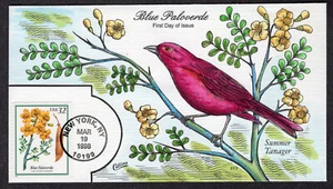 1998 Blue Paloverde & Summer Tanager (3194) - Collins Hand Colored FDC NS401 - Picture 1 of 1