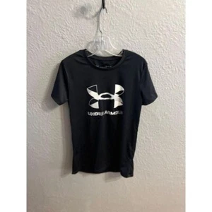 Girls black under armour short sleeve shirt size youth medium - Picture 1 of 6
