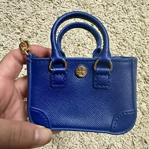 Auténtico mini bolso Tory Burch encanto/estuche para monedas (azul/naranja) - Imagen 1 de 11
