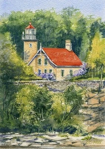 Impresiones artísticas enmarañadas de Eagle Bluff Lighthouse Door County Wisconsin - Imagen 1 de 2