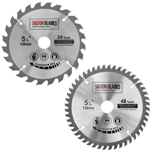 TCT Kreissägeblatt für Holzkreissäge, 136 mm, 24 & 48 Zähne, 2 Stück - Bild 1 von 6