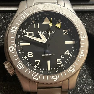 Orologio Sangin Instruments KINETIC GMT PILOT MATTE (Argento) Edizione Limitata - Foto 1 di 22