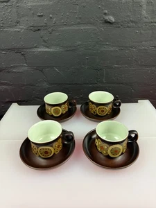 4 x Denby Arabesque Teetassen und Untertassen von Gill Pemberton Set - Bild 1 von 6