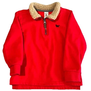 Carter's sweater 5T boys kids quarter zip red soft layering emblem toddler EUC - Picture 1 of 11