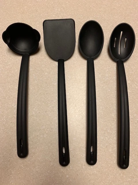 Tupperware black kitchen cooking utensils ladle spatula spoon slotted spoon - Image 1 of 1