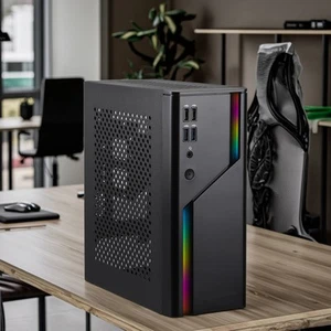 Mini ITX HTPC Computer Cases ARGB Front Panel 4 USB Ports Small Desktop PC Case - Picture 1 of 15
