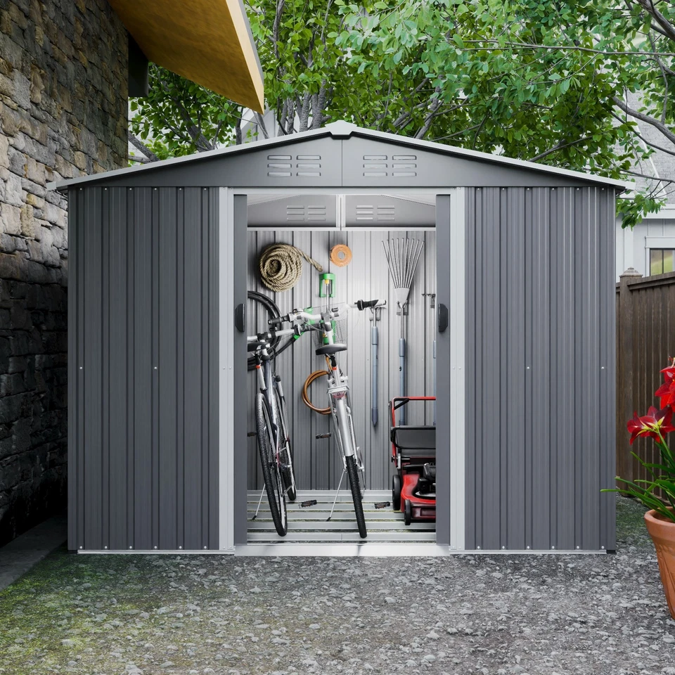 8x6 FT All Weather Outdoor Tool Storage Shed with Metal Foundation&Lockable Door - Image 1 of 4