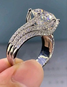 Faux Diamond  Ring Sterling Silver Plated Engagement Bridal Promise Size 7 - Picture 1 of 6