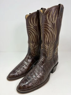 Botas de cocodrilo Nocona de colección para mujer 9 B marrón punta redonda occidentales Foto 1 de 4