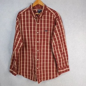 Chaps Ralph Lauren Mens Size XXL Red Check Textured Fabric Long Sleeve Shirt - Picture 1 of 10