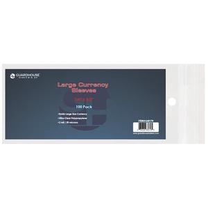 Guardhouse Shield Sleeve for Large Currency, 7.6 x 3.3, Clear, 100 pack - Picture 1 of 1