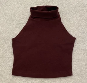 American Apparel crop top senza maniche collo alto taglia media bordeaux - Foto 1 di 4