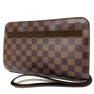 Authentic LOUIS VUITTON Damier Clutch Bag Saint Louis Ebenu N51993 PVC Unisex - Picture 1 of 21