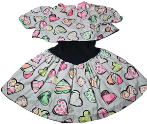 Vintage Girls Multicolor All Over Colorful Hearts Graphic Print Images Dress - Picture 1 of 7