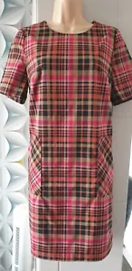 New NEXT TAILORING Check Plaid Tartan TUNIC SHIFT DRESS Pockets SIZE 10 NWOT - Picture 1 of 11