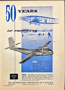 De Havilland Flugzeug 50 Jahre Fortschritt Vintage Printanzeige 1959 - Bild 1 von 6