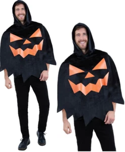 Pumpkin Costume Adults Halloween Fancy Dress Mens Ladies Poncho Tabard - Picture 1 of 3